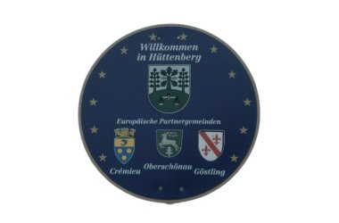 Ortseingangsschild Wappen Partnergemeinden